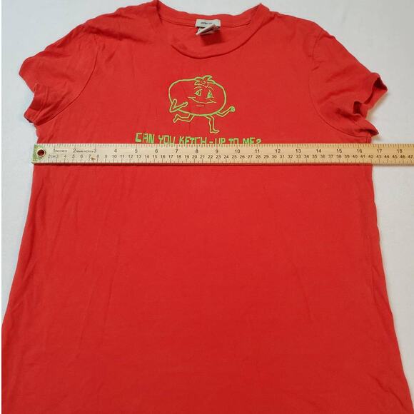 Old Navy Shirt Tee Women Small Perfect Fit Red Can You Ketch-Up To Me Top Casual - Picture 2 of 8